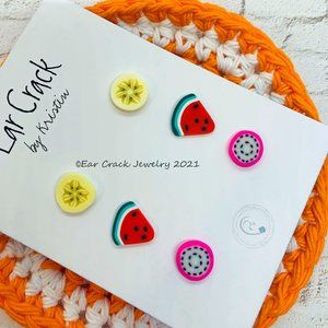 Hand Crafted - 10 mm mini fruit stud earrings